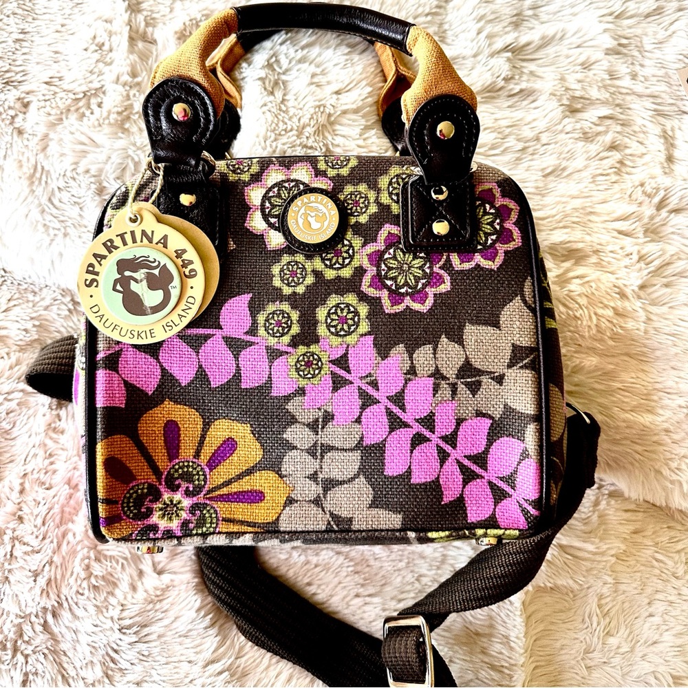 ❣️HP❣️ Spartina 449 Daufuskie Island Hobo Shoulder Bag Linen And Leather